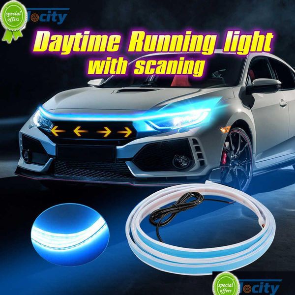 DIY Car Hood Light Strip Daytime Running Scan Lighting Ip68 Flexible Decorativo Ambiente Lámpara de neón Atmósfera Retroiluminación 12V Drop Delive DHRPZ