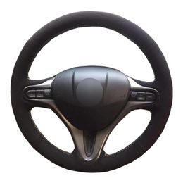 Coprivolante per auto fai da te in pelle scamosciata nera per Honda Fit 2009-2013 City 2009-2012 2013 Jazz 2009-2013 Insight 2010-2014233W