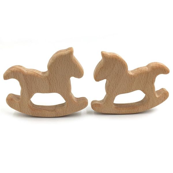 DIY CARTOON Horse Natural Beech Wooden Teether Pacificier Pendant la s￩curit￩ Baby Baby Disting Toys for New-Born Gift