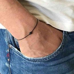 DIY Charm Black Thread Armband voor Paren Vulkanische Steen Kraal Verstelbare Armbanden Vrouwen Man Lucky Sieraden