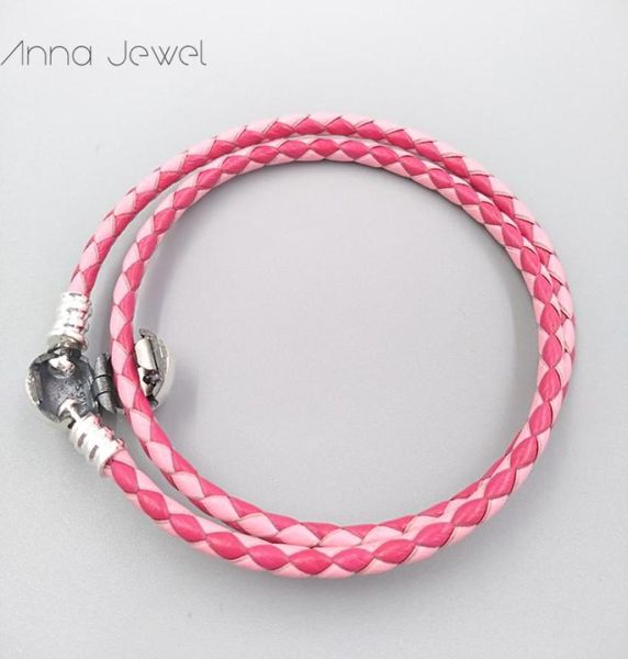 DIY Charms joyería auténtica Plata de Ley 925 cuentas con cierre sello Original pulseras de cuero tejidas fabricación de brazaletes para mujeres hombres regalos de cumpleaños 590747CPMX-D1614231