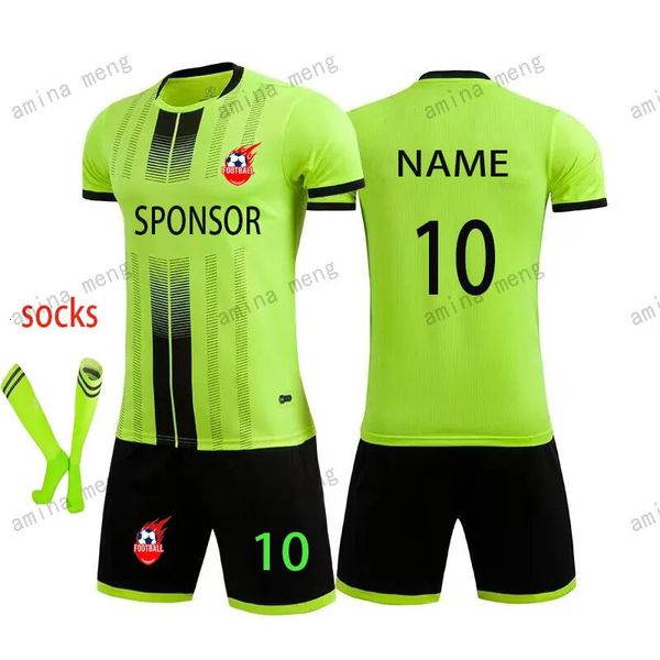 DIY Enfants Hommes Garçons Vêtements De Football Ensembles À Manches Courtes Enfants Uniformes De Football Adulte Enfants Football Survêtement Jersey 240315