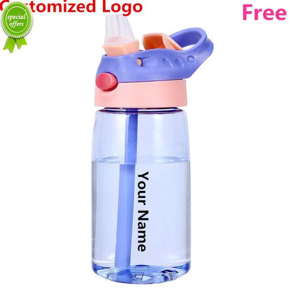 Bricolage enfants bouteilles d'eau Portable 480 ML personnalisé extérieur sécurité en plastique tasse à boire pour cadeau de naissance gratuit personnaliser les noms