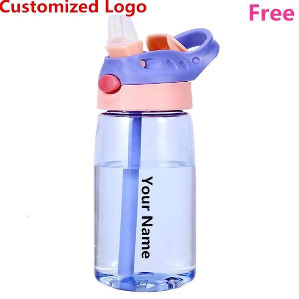 DIY niños botellas de agua portátiles 480 ml personalizado seguridad al aire libre taza de plástico para beber para regalo de nacimiento gratis personalizar nombres 231219