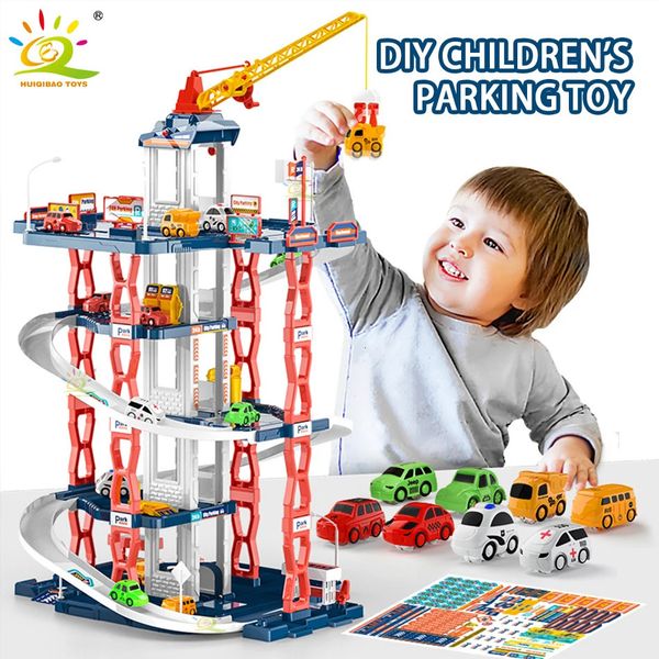 DIY estacionamiento para niños juguete ciudad coche lote edificio montaje multicapa carril pista ranura garaje juguetes para niños niño regalos 240313