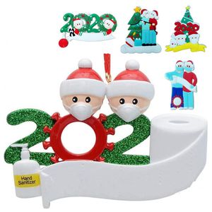 DIY Kerst Ornamenten Groeten Quarantain Cadeau Survivor 1-7 Gezin met Masker Toiletpapier PVC Decoraties Kerstboom Hanger speelgoed ins