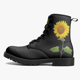 DIY Classic Martin Boots hommes femmes chaussures modèle personnalisé mode tournesol noir polyvalent bottes décontractées surélevées 35-48 64651