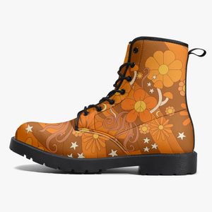 DIY Klassieke Martin Laarzen heren damesschoenen Aangepast patroon mode oranje Veelzijdige Verhoogde Casual Laarzen 35-48 65066