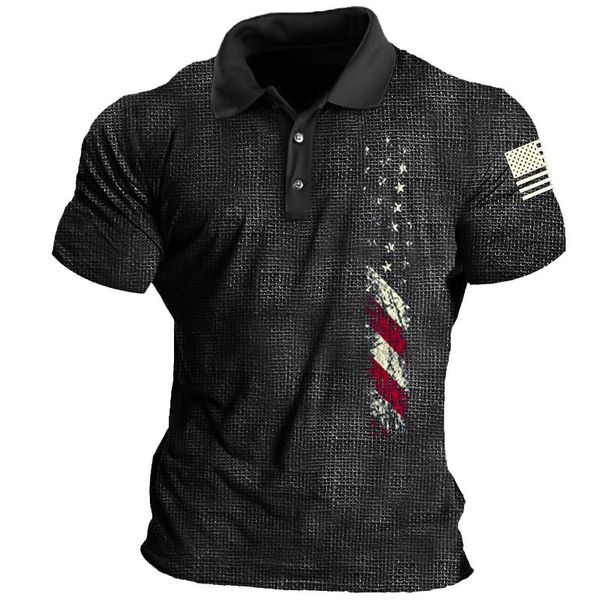 Vêtements de bricolage t-shirts personnalisés Polos drapeau noir hommes à manches courtes bouton impression Polo décontracté