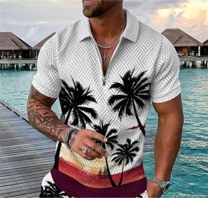 Vêtements de bricolage t-shirts personnalisés Polos imprimé de plage de noix de coco pour hommes revers, polos décontractés à manches courtes pour hommes