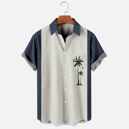Vêtements de bricolage T-shirts personnalisés Polos Coloré Cocotier Cardigan à manches imprimé chemise pour hommes Commerce extérieur mode décontracté tendance haut à revers