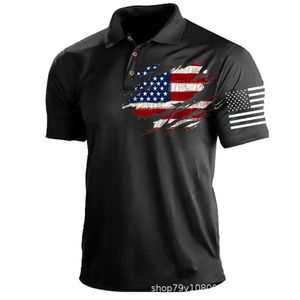 Vêtements de bricolage t-shirts personnalisés Polos drapeau imprimé hommes à manches courtes bouton imprimé pull décontracté polo