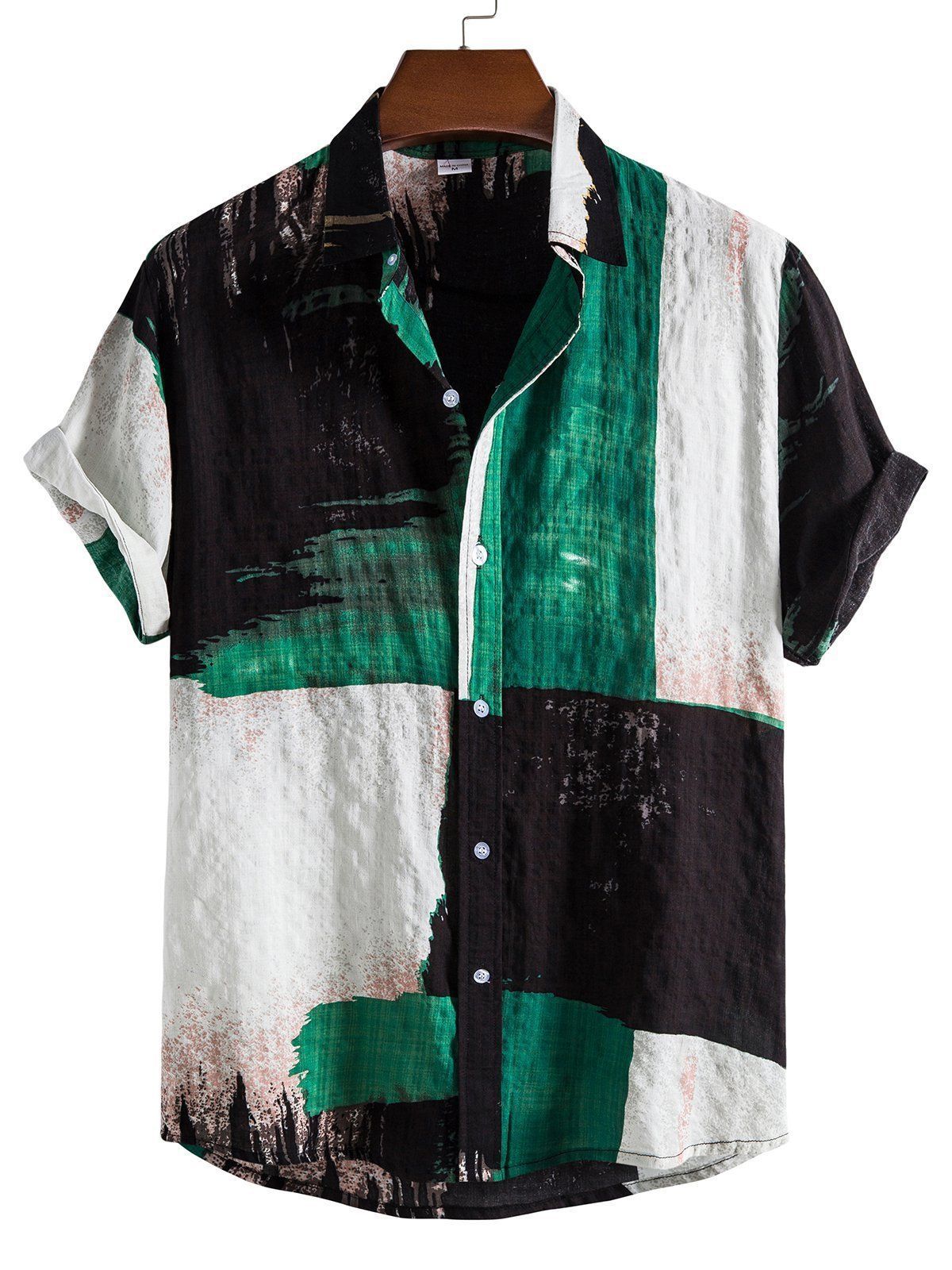 ملابس DIY مخصصة Tees Polos Green Black and White Stitching Short Sleve 3D Digital Printing Fashion