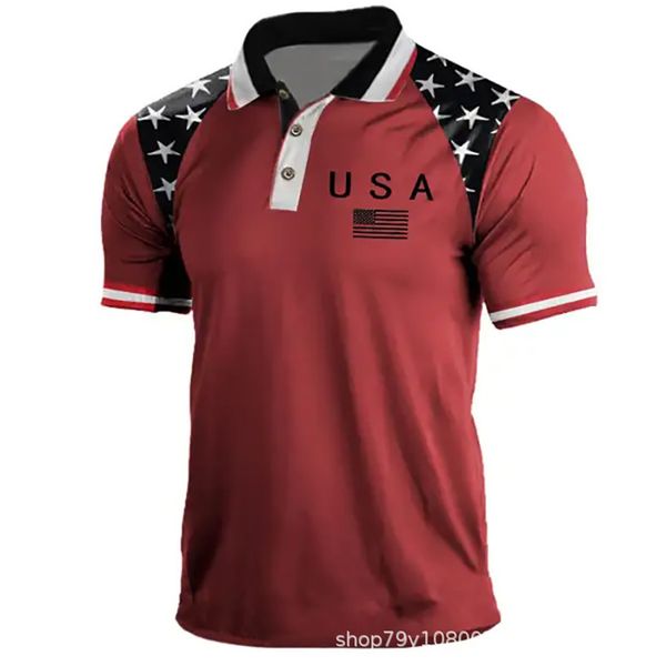 Ropa de bricolaje Camisetas personalizadas Polos Estrella costura roja y negra botón de manga corta para hombre impreso casual jersey polo camisa POLO al por mayor