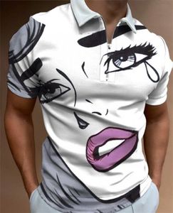 DIY-kleding Op maat gemaakte T-shirts Polo's Dames Betraande print revers korte mouwen casual ronde hals puur katoenen T-shirt heren POLOshirt met rits
