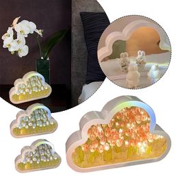 DIY Cloud Tulp LED Nachtlampje Materiaal Pakket Cadeau Voor Meisje Creatieve Spiegel Tafellampen Slaapkamer Ornamenten Woondecoratie 240122
