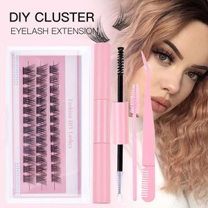 DIY Cluster Lash Kit Gesegmenteerde wimperverlenging Individuele wimpers Mixlengte Zachte natuurlijke valse wimpers Dierproefvrij Met wimperbinding en afdichting