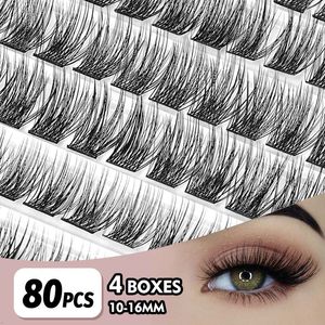 Clusters bricolage lashs individuels extension de cils 3d grappes de cils russes volume de vision des coiffes de vison 80pcs mix longueur 240420