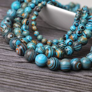 Perles rondes de guérison de Yoga en pierre naturelle colorée, pour la fabrication de bijoux, perles lisses et amples pour Bracelet/collier, DIY
