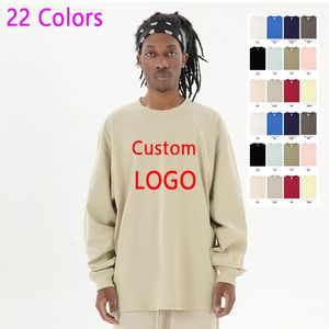 DIY Custom 22 Kleuren 100% Katoen Zacht Herfst Lange Mouwen T-shirt voor Mannen Vrouwen Plain Shirt O-hals Oversized 240323