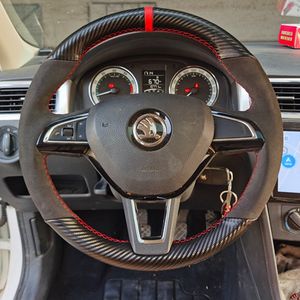 Housse de volant en cuir personnalisée bricolage pour Skoda 19 Octavia Rapid superbe Kodiaq KAROQ accessoires de modification d'intérieur de voiture