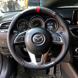 DIY Custom Made Handgestikte Lederen Auto Stuurwiel Cover voor Mazda 3 CX-5 CX-4 ATENZA ONXELA auto-accessoires Wielafdekking