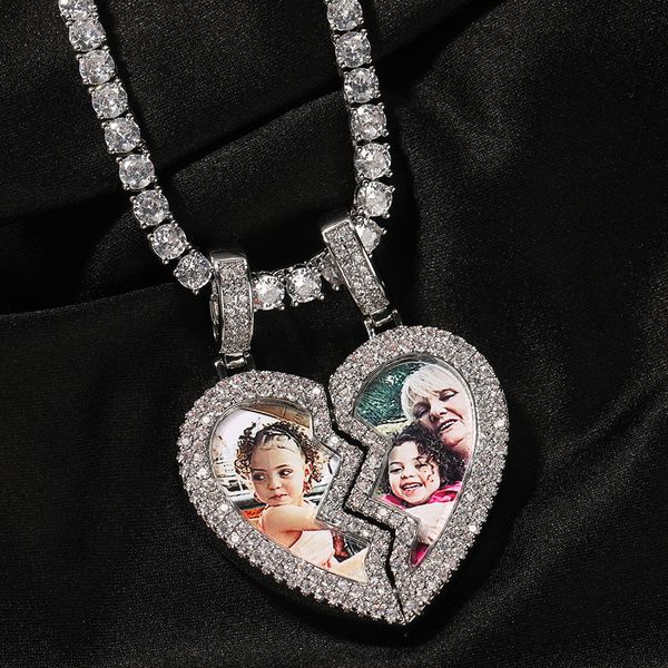 DIY Personnalisé Aimant Coeur Photo Pendentif Collier Femmes Hommes Amant Couple Bijoux