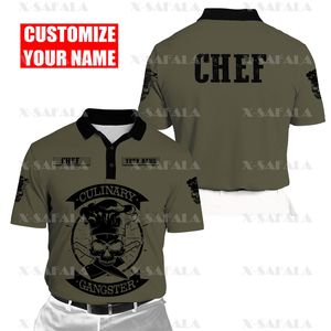 DIY Aangepaste naam Skull Master Chef Art Lengend Cool 3D Printed Men Women Dunne Polo Shirt Kraag Kraag Street Wear Casual Tee 7 220705GX