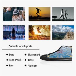 DIY Chaussures personnalisées Classic Canvas Skateboard Casual Accepter triple personnalisation noire Impression UV Low Cut Hommes Femmes Baskets de sport Taille imperméable 38-45 COLOR750