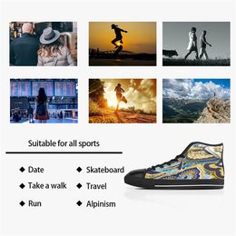 DIY Zapatos personalizados Classic Canvas Skateboard Casual Acepta triple personalización negra Impresión UV Corte bajo para hombre para mujer zapatillas deportivas impermeables tamaño 38-45 COLOR855