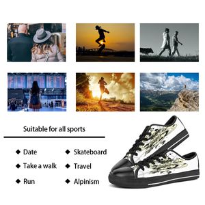 DIY aangepaste schoenen klassiek canvas skateboard casual accepteren drievoudige zwarte aanpassing UV printen laag gesneden heren dames sport sneakers waterdicht maat 38-45 kleur34