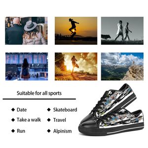 DIY aangepaste schoenen klassiek canvas skateboard casual accepteren drievoudige zwarte aanpassing UV printen laag gesneden heren dames sport sneakers waterdicht maat 38-45 kleur49