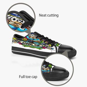 DIY aangepaste schoenen klassiek canvas skateboard casual accepteren drievoudige zwarte aanpassing UV printen laag gesneden heren dames sport sneakers waterdicht maat 38-45 kleur228