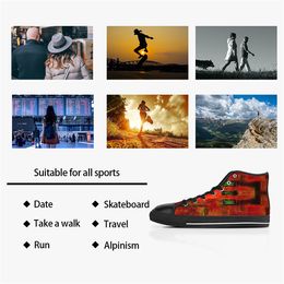 DIY aangepaste schoenen mannen klassiek canvas high skateboard casual uv printen blanke dames sport sneakers waterdichte mode buitenshuis buiten acceptatie