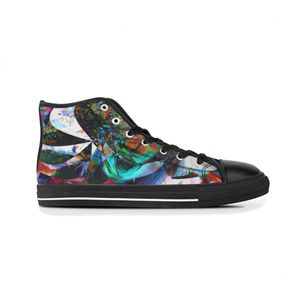 DIY aangepaste schoenen mannen klassiek canvas high cut skateboard casual uv printen gele vrouwen sport sneakers waterdichte mode buiten acceptatie aanpassing