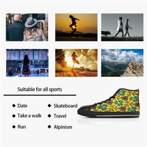 Chaussures personnalis￩es DIY HOMMES Classic Canvas High Cut Skateboard Casual UV Printing Green Women Sports Sneakers Afficier Fashion Fashion Outdoors accepter la personnalisation