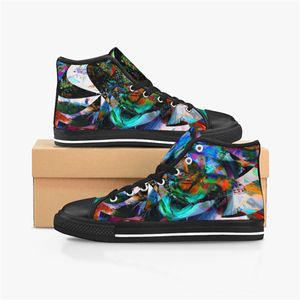 DIY aangepaste schoenen heren klassiek canvas high cut skateboard casual uv printen gele vrouwen sport sneakers waterdichte mode buiten acceptatie aanpassing