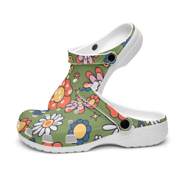 Diy zapatos personalizados zapatillas para mujer para hombre hermosas flores sobre un fondo verde zapatillas deportivas 36-48