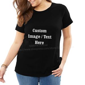 DIY Personnalisé Votre Image Po Texte Femmes T Chemises De Grande Taille Dames T-shirts Oversize 6XL 5XL Grande Femme Top Tee Coton Été 240401