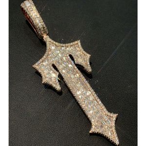 Pendentif épée croisée d Vvs personnalisé en or 9 carats, style Hip Hop glacé, bijoux cubains, à faire soi-même