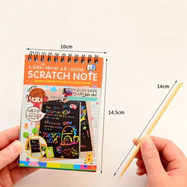 Diy lindo kawaii bobina graffiti cuaderno página negro dibujo mágico dibujo de libros bloc de notas para niños notas de papelería regalo