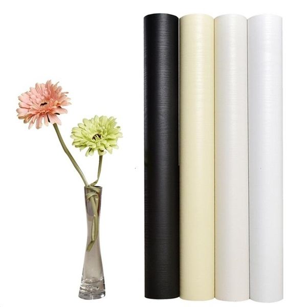 Papel tapiz autoadhesivo de película decorativa DIY, papel de Contacto de vinilo de PVC negro de madera para armarios de cocina, decoración para sala de estar, papel de pared