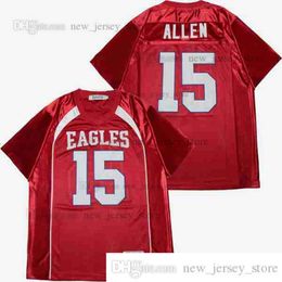 DIY-ontwerp Retro film JOSH ALLEN #15 HIGH SCHOOL Jersey op maat gestikte universiteitsvoetbalshirts