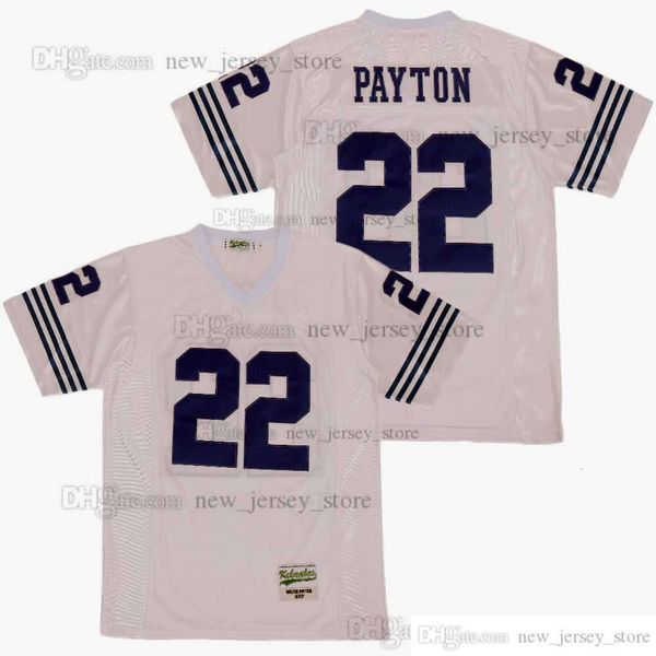 Diseño DIY película Retro WALTER PAYTON 22 camisetas de escuela secundaria camiseta de fútbol universitario cosida personalizada