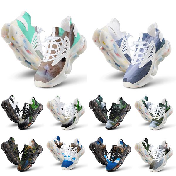 Livraison gratuite DIY Designer Chaussures de course pour hommes Femmes Images personnalisées Beige Azure Fashion Outdoor Femmes Mentide Trainers Sneakers Gai