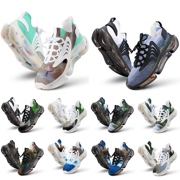 Livraison gratuite DIY Designer Chaussures de course pour hommes Femmes Images personnalisées beige Blue Blue Fashion Outdoor Femmes pour hommes Trainers Sneakers Gai