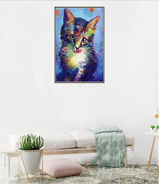 Peinture de diamant de bricolage avec couleur les peintures de chat avec des images décoratives suspendues avec des images de chats de fleurs colorées pour dia9336522 coloré