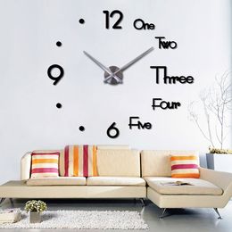 DIY Digital Wall Clock 3D Sticker Modern Design Grote Thuiskantoor Decor horloge voor woonkamer decoratie