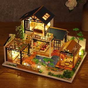 DIY Doll House Villa House Model Miniature Building Kit meubles Dollhouse House Wood Kit Toys Cadeaux d'anniversaire P018 240517