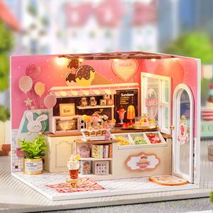 Kit de poupées de bricolage avec meubles petite scène miniature maison de poupée de poupée en bois jouet modèle pour les cadeaux d'anniversaire pour enfants